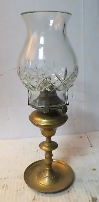 Vintage Cut Glass & Brass Oil Lamp With Scovill Burner • $19.95