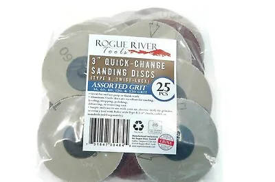 25 PC 3  Roll Lock Discs 36 60 80 120 220 Grit Assorted Sanding Roloc • $15.59