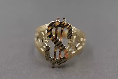 10K Solid Yellow Gold 0.7  Diamond Cut Dollar Sign Band Ring. Size 8 Men Women • $180