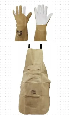 Premium Beige Leather Welders / Welding / Blacksmith / Apron & TIG Gloves • £17.99