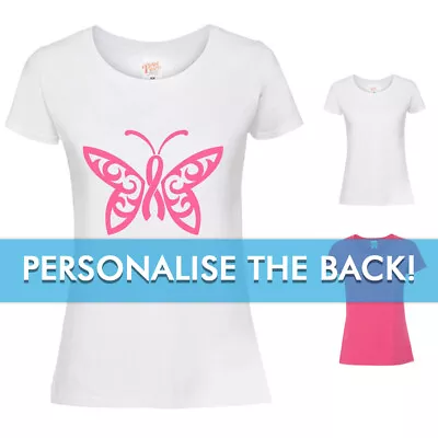 BUTTERFLY Cancer Logo Ladies T-Shirt Charity Walk Run Mud Run Race For Life • £10.99