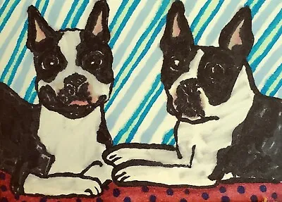 Boston Terrier Collectible Dog Vintage Style Pop Art Print 4 X 6 By Artist KSams • $14