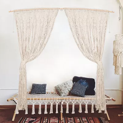 180cm Macrame Boho Window Curtain Handmade Woven Tassel Rope Bedroom Tapestry • $39.95