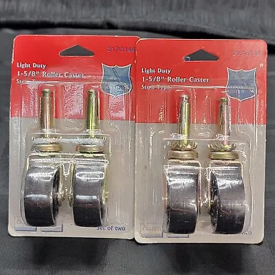 Pair 1-5/8  Floor Shield Roller Casters Stem Type Minibar TV Cart NOS-217-5166 • $21.41