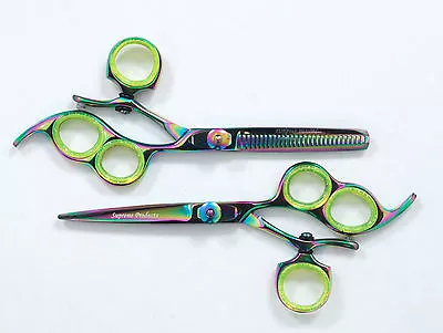 5.5  Thumb Double Swivel Professional Hair Dressing Thinning Scissors 440C Steel • $92.41