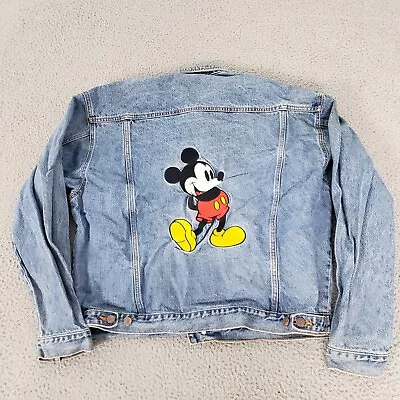 VINTAGE Disney Jacket Adult Extra Large Blue Mickey Mouse Denim Jean Coat XL • $55