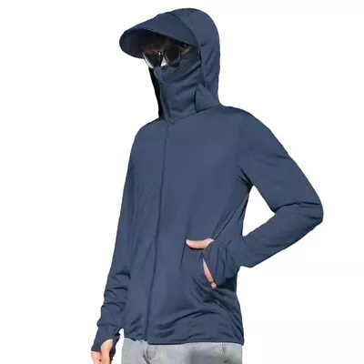 Mens UPF 50+ Sun Skin Protection T-Shirt Hoodie Long Sleeve Outdoor Fishing Top • $15.99