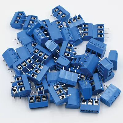 $7.99 • Buy 50-200pcs Blue KF301-3P PCB Mount Screw Terminal Block Connector 3-Pin 5mm Pitch