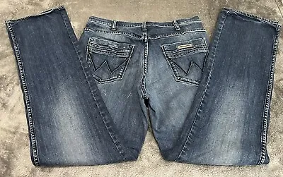 Wrangler Texas Stretch Bootcut Jeans Blue Denim Size 34x30 (32x30 Actual) • $26.95