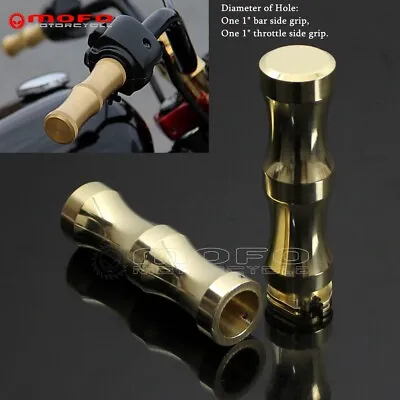 Motorcycle 1'' Handlebar Hand Grips Throttle Grip Brass For Harley Dyna Chopper • $65.99