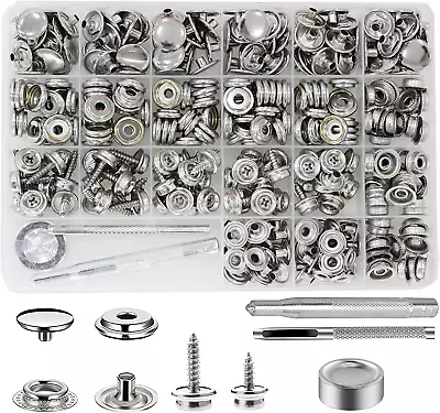 350 Pieces Canvas Snap Kit  Stainless Steel Screws Snaps Marine Grade Canvas Up • $30.93