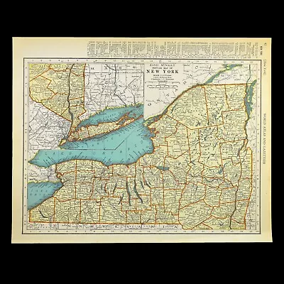 Vintage 1930s NEW YORK State Map Antique Map Of New York Wall Art Decor Albany • $12.95