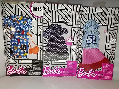 3 BARBIE Outfits~MATTEL~(2) Outfits PLUS HELLO KITTY FASHION OUTFIT~Accessories • $39.38