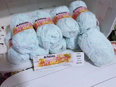 Vintage Patons Cotton Top Streamers Yarn Aqua Blue White 10 Skeins • $7.99