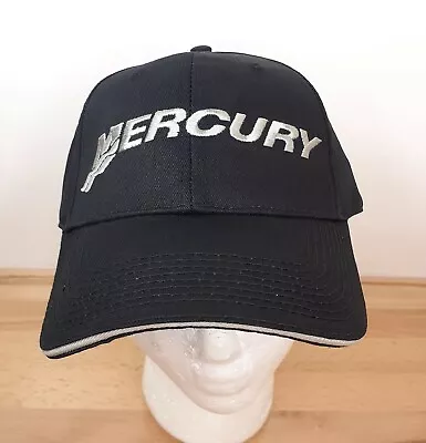 Mercury Marine Outboard Fishing Black Silver Embroidered StrapBack Hat  Cap NEW  • $12.26