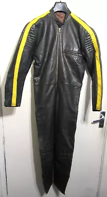 Vintage 70's Leather Motorcycle Racing Suit Jacket Size M Classic Bike • $123.26