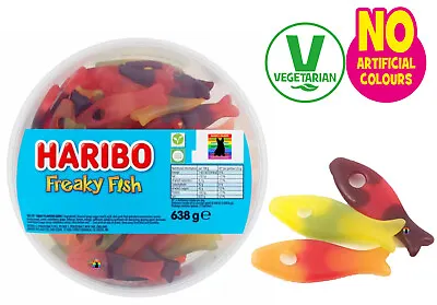 Haribo FREAKY FISH Gummy Sweets VEGETARIAN Jelly Candy FULL TUB Kids Halloween  • £2.95