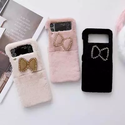 £6.22 • Buy Plush Rhinestone Bow Glitter Soft Phone Cover Case For Samsung Galaxy Z Flip 3/4