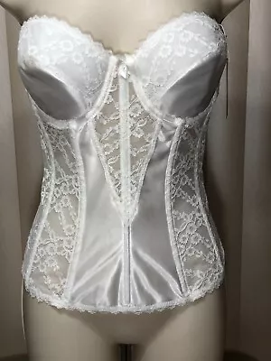 $22.99 • Buy Va Bien Strapless Bustier 34C Underwire Longline Bra Lacy White 523