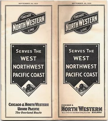 Vintage September 1932 Chicago & North Western Line Railway Railroad Timetable • $9.99