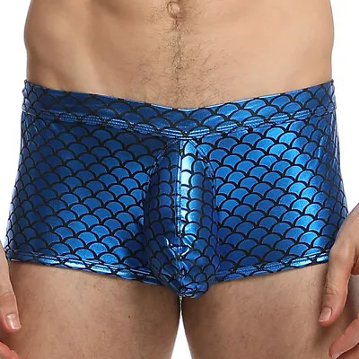  Men's Cutout Boxer Briefs Fish Scale Sexy Glitter For Night Shows • $14.22