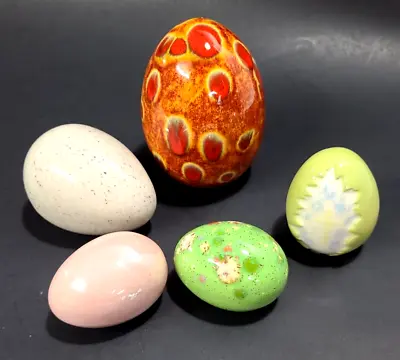 $9.99 • Buy Lot Of 5 Vintage Hand Painted Ceramic Easter Eggs