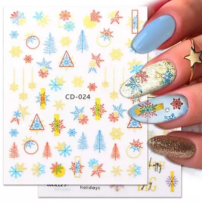 Nail Sticker Colors Santa Claus Tree Christmas Nail Decals DIY Nail Decoration • $1.29