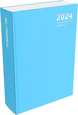 2024 A4 Hardcover 2 Pages Per Day Diary Classic Planner Appointment Office Blue • £6.99