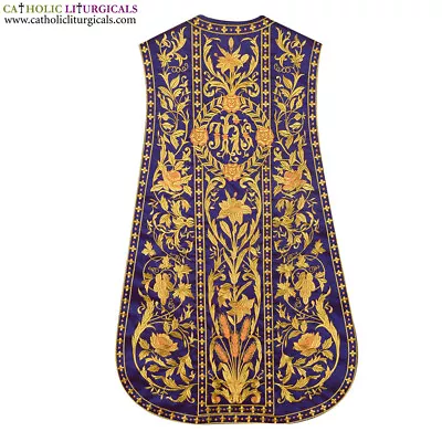 VIOLET Spanish Fiddleback Vestment & Mass Set With Vintage Embroidery DESIGN NEW • $599.99