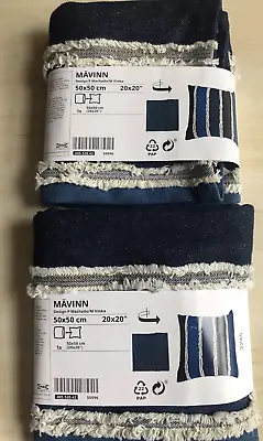 Ikea Mavinn Blue Denim Cushion Covers 50cm X 50cm Set Of 2 Recycled Denim NEW • £29.99
