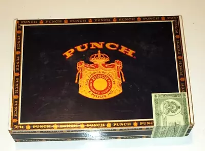 Vintage PUNCH Wooden Cigar Box W/tray Cafe Royales Spanish Honduras- 9½ X7 X1½  • $14.62