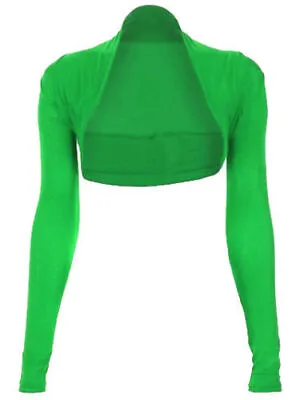 Ladies Long Sleeve Plain Shrug Cropped Bolero Women Cardigan Plus Size Top Girls • £6.49
