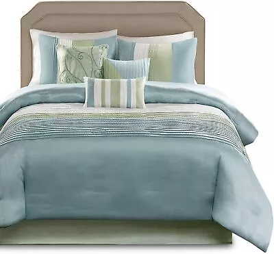 Madison Park Amherst Faux Silk Comforter Set-Casual Contemporary Design All Seas • $195.84