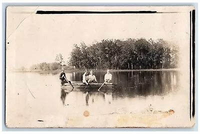 Lake Mills Iowa IA Postcard RPPC Photo Flood Wooden Boating On Lake C1910's • $29.95