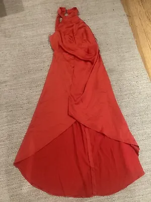 £15 • Buy Asos Size 16 Orange Red Backless Halterneck Asymmetric Hem Dress New With Tags