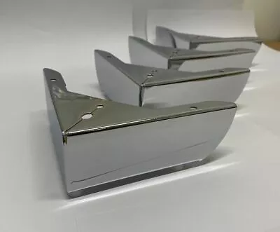 4 X Sofa Legs Chrome Metal Furniture Sofa Corner Legs Feet Stools Settee Bed New • £8