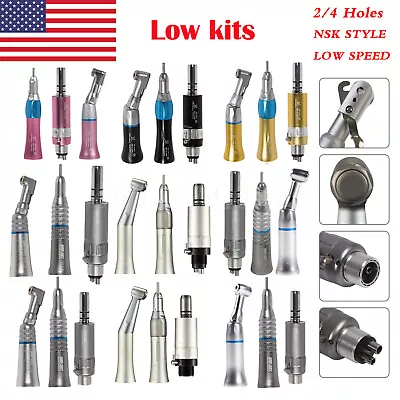 Dental Low Speed Handpiece Straight+contra Angle+air Motor Handpiece Kit 2/4H MA • $43.99