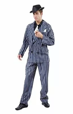 Men's Gangster Costume Adult Pinstripe Suit 1920's Fancy Dress Mafia Mobster Hat • $38.41