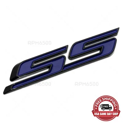 Chevy Camaro SS Rear Trunk Lid Nameplate Logo Fender Emblem Badge Black Blue • $14.99