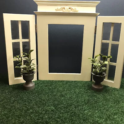 Pair 1:12 Grey Plastic Planters Miniature Dollhouse 3” Tall With Plants • $3.99