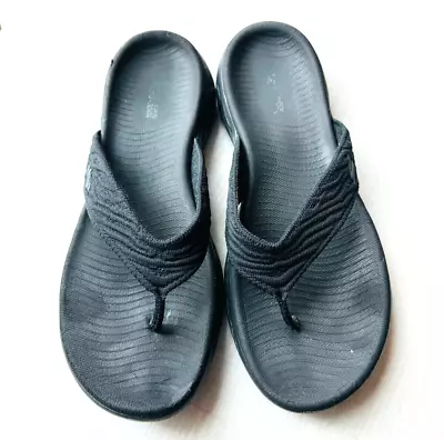 Skechers GOGA Mat Womens 10 Black Sandals Flip Flops Casual Sporty Thongs 140037 • $13.99