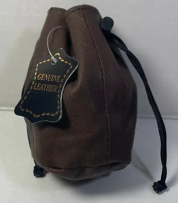 NEW Quality Soft Leather Drawstring Wrist Pouch With Spring Locks Coin Purse • $12