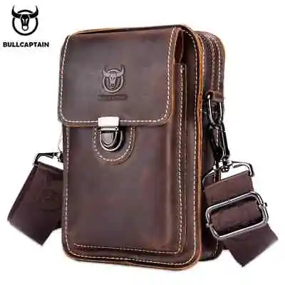 Men's Genuine Leather Small Chest Shoulder Bag Waist Packs Phone Pouch • $28.19