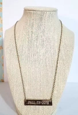 Vintage Gold Tone  Fall In Love  Pendant  Chain Necklace Fashion Costume • $14.50