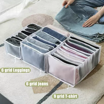 Folding Clothes Jeans Pants Storage Box Drawer Mesh Divider Organizer Boxes • £5.39