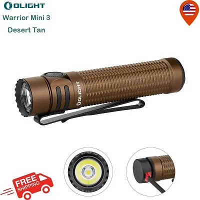 Olight Warrior Mini 3 Portable Powerful Tactical Flashlight 1750Lumen-Desert Tan • $89.99