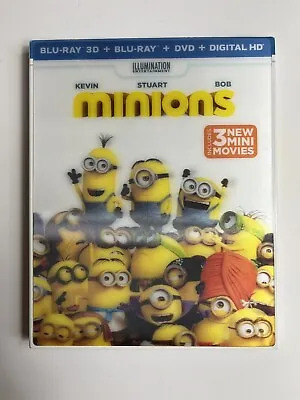 Minions 3D (Blu-ray 3D+Blu-ray+DVD+Digital HD 2015) New W/ Lenticular Slipcover • $19.98