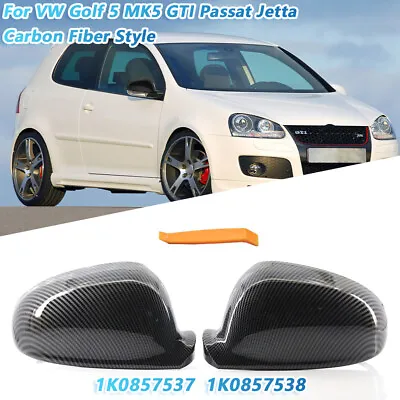 For Volkswagen VW Golf 5 GTI MK5 Jetta Carbon Fiber Style Side Mirror Cover Caps • $31.99