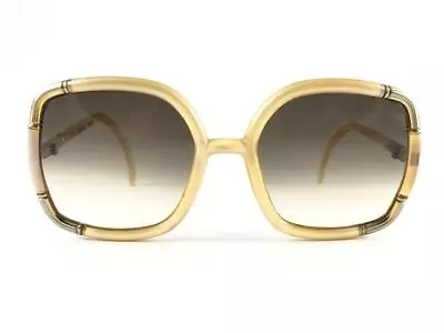 Mint Vintage Ted Lapidus Beige & Gold Oversized 1970 France Sunglasses • $389