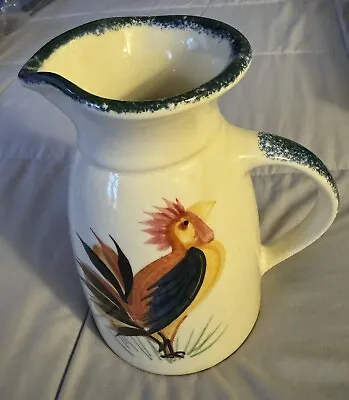 Vintage Handpainted Ceramic Emerson Creek Pottery Rooster Pitcher- Made In USA • $15.99